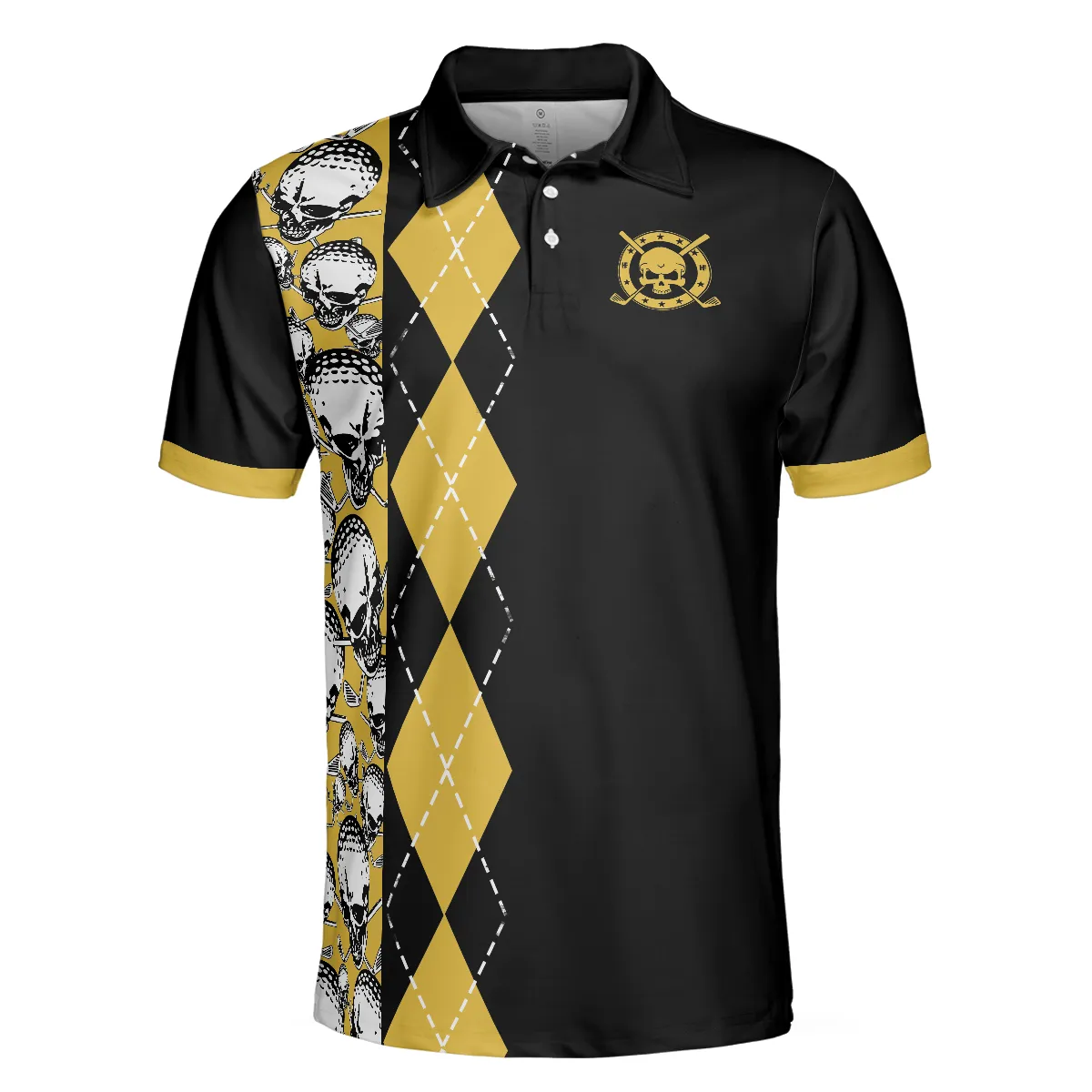 All Men Are Created Equal Then A Few Become A Golfer Polo Shirt, Black And Yellow Skull Golf Shirt For Men