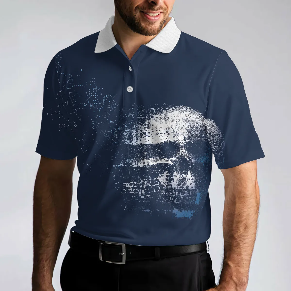 Artistic High Tech Skull Polo Shirt, Golf Shirt For Men, Gift For Golfers