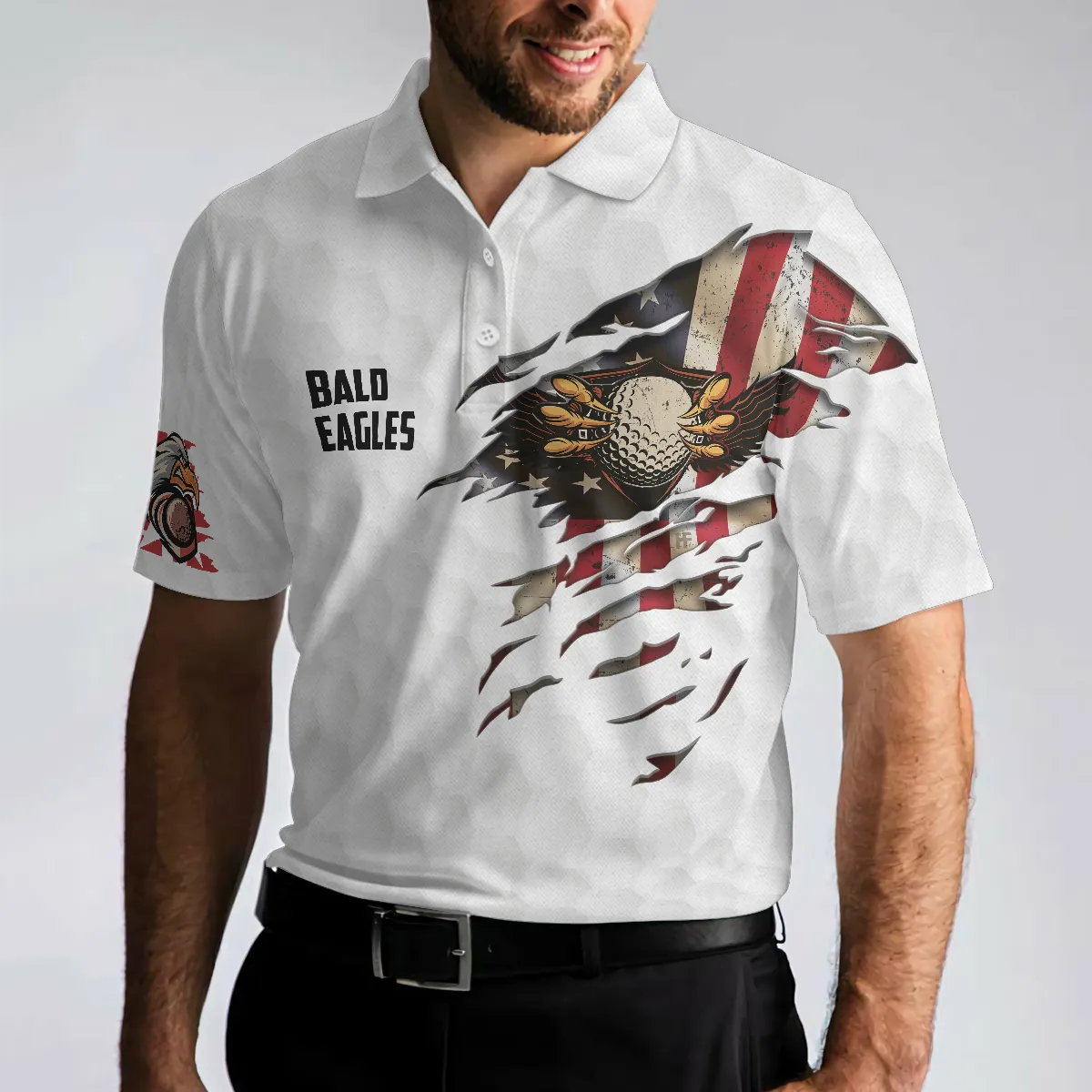 Bald Eagles American Flag Polo Shirt
