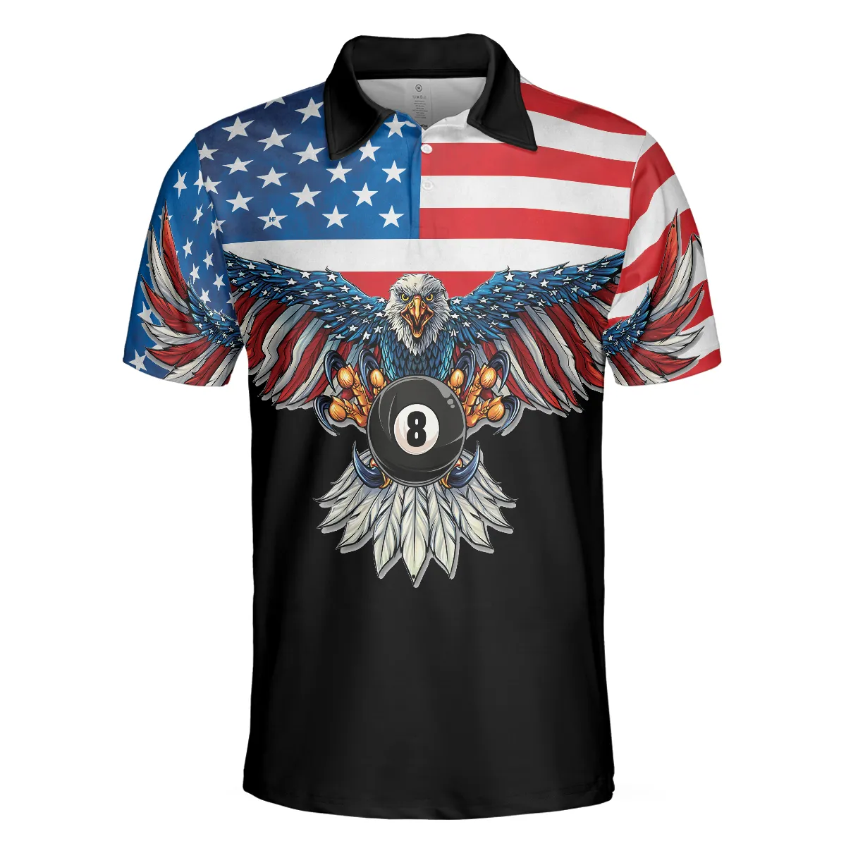 Billiards American Eagle Polo Shirt, Cool American Flag Billiards Shirt For Men, Best Billiards Gift Idea
