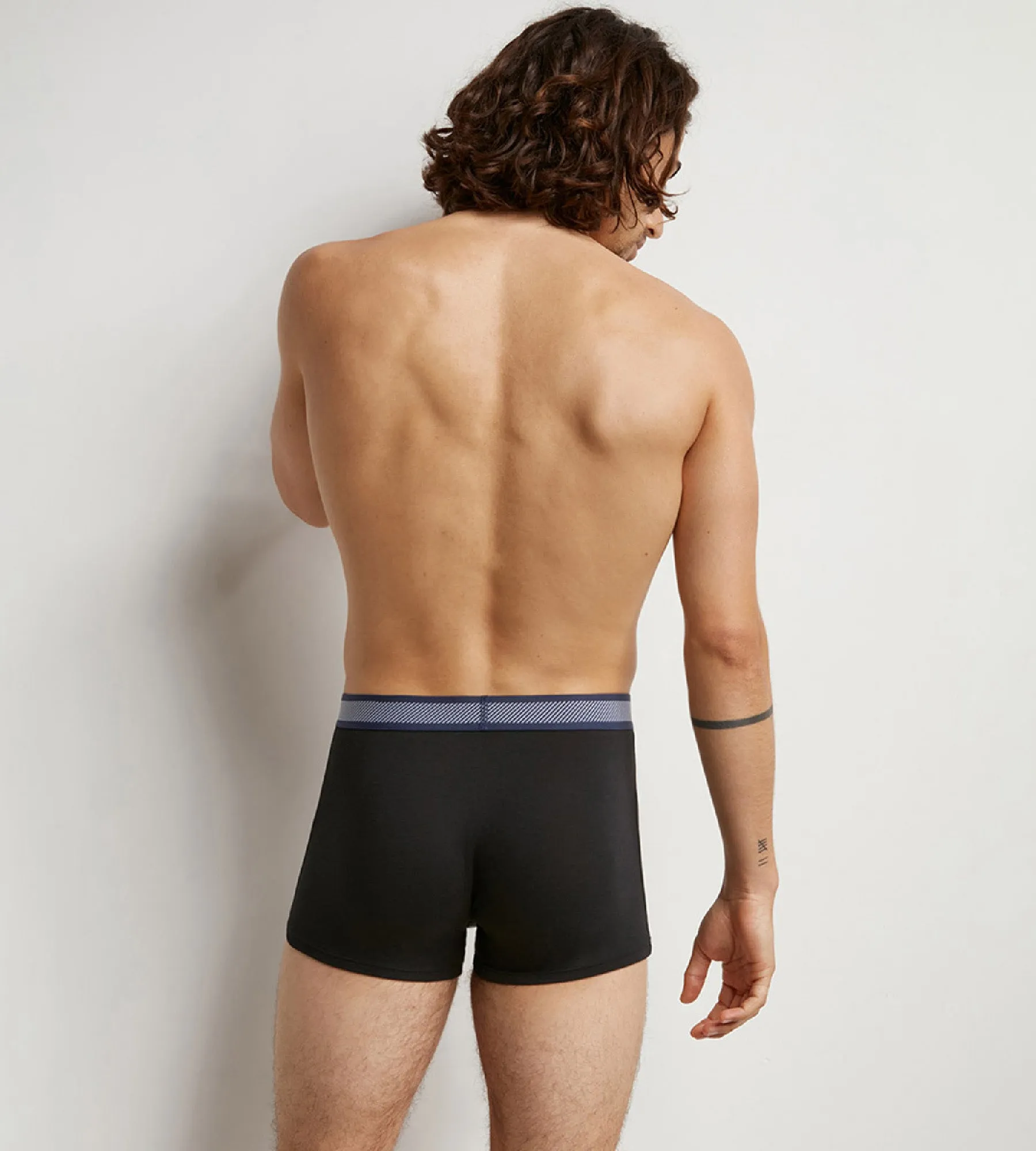 Boxer homme en coton modal à ceinture rayée Noir Dim Smart