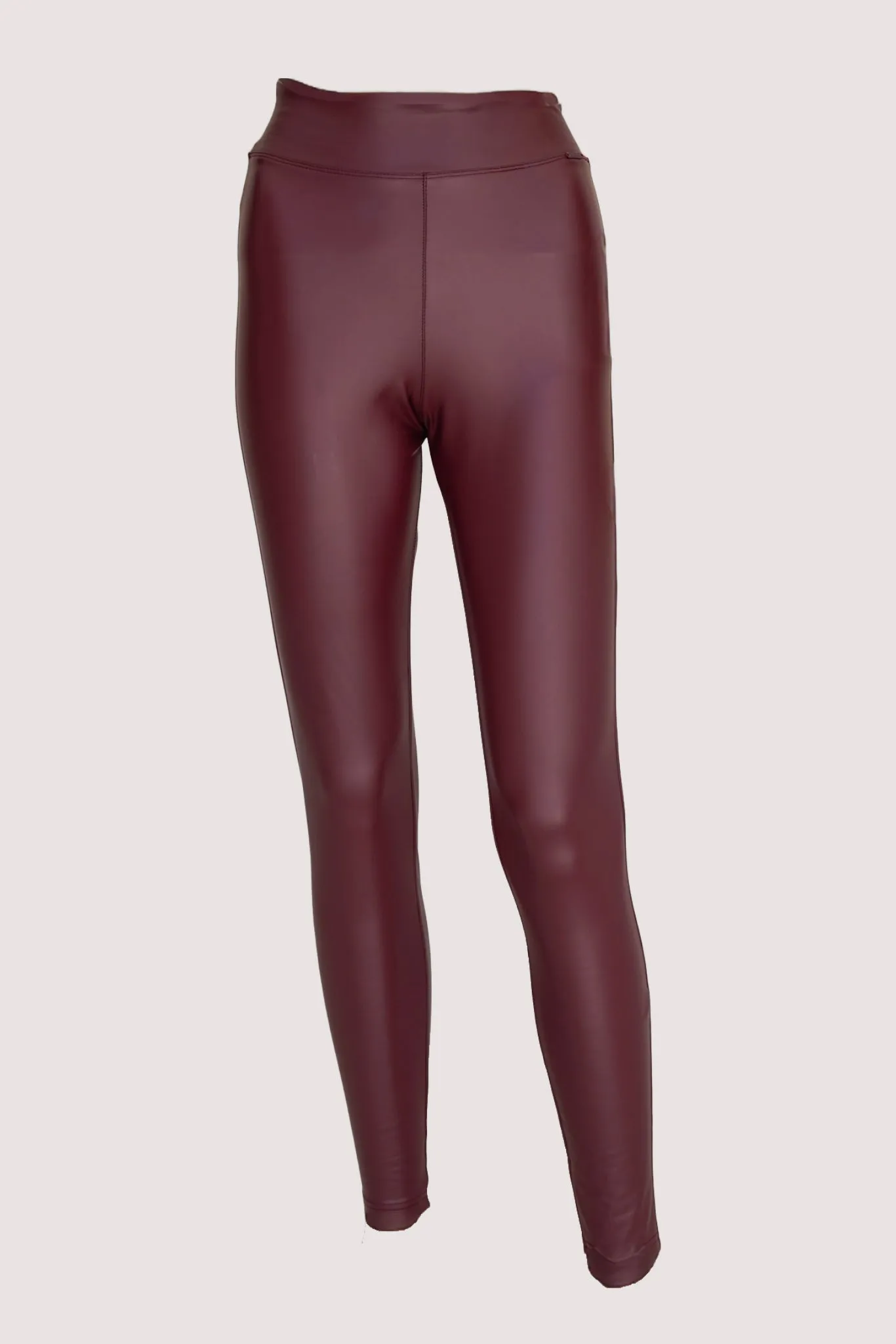 Burgundy Leatherette Leggings