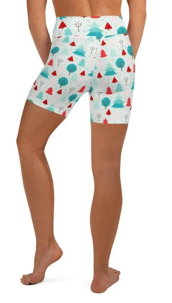 Christmas Forest Yoga Shorts