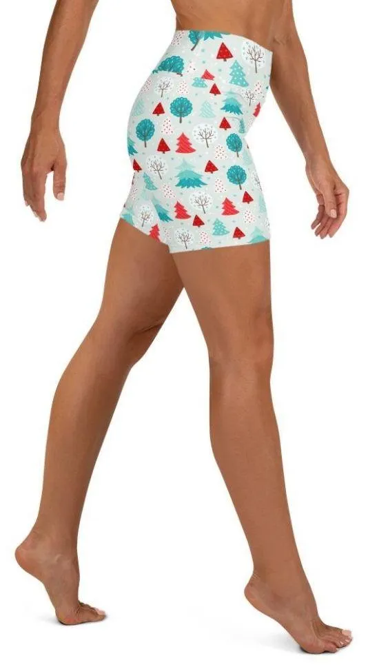 Christmas Forest Yoga Shorts