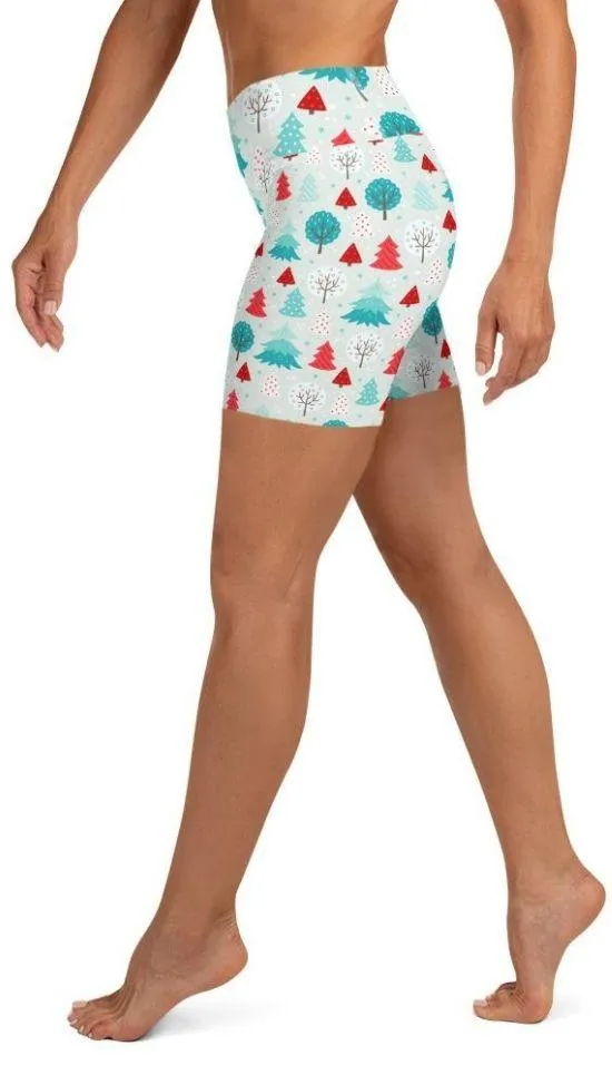 Christmas Forest Yoga Shorts