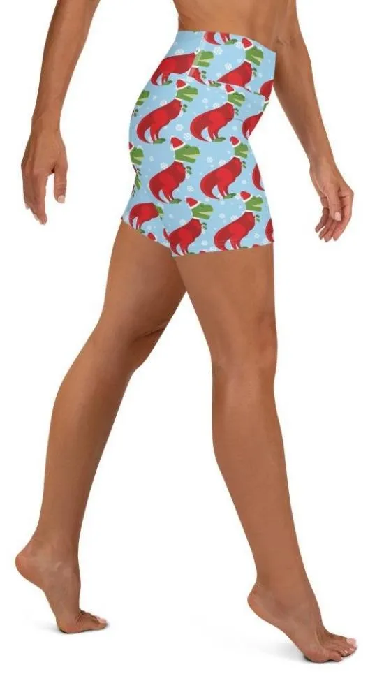 Christmassy Dinosaurs Yoga Shorts