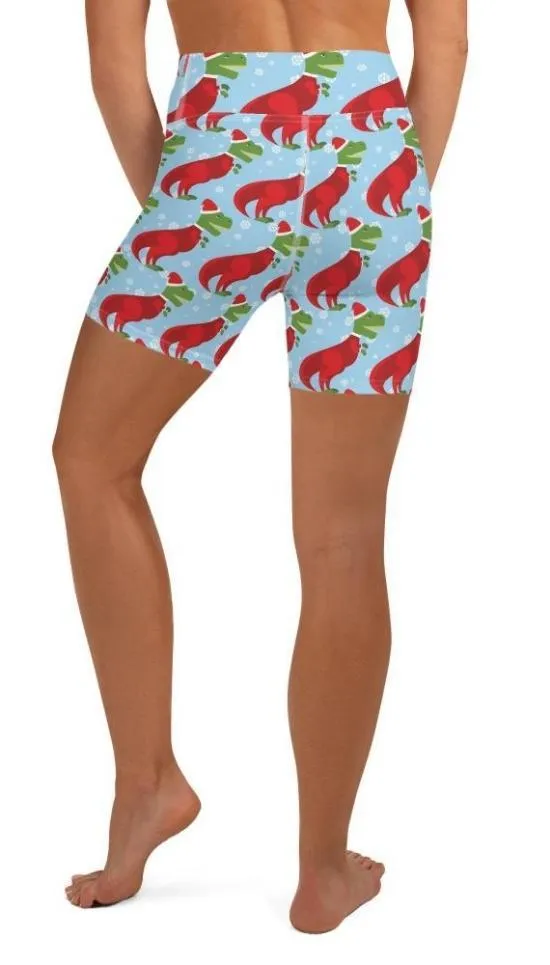 Christmassy Dinosaurs Yoga Shorts