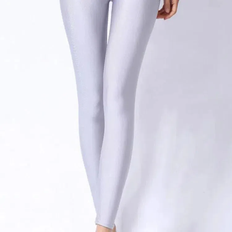 CUHAKCI Women Shiny Pant Leggings Fluorescent Casual Trousers