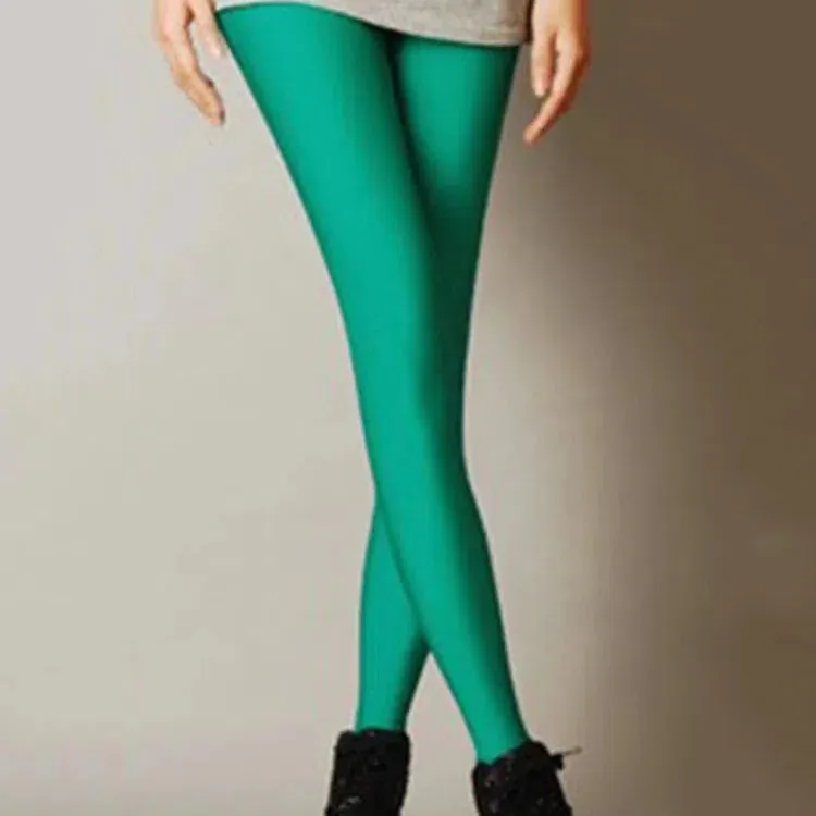 CUHAKCI Women Shiny Pant Leggings Fluorescent Casual Trousers