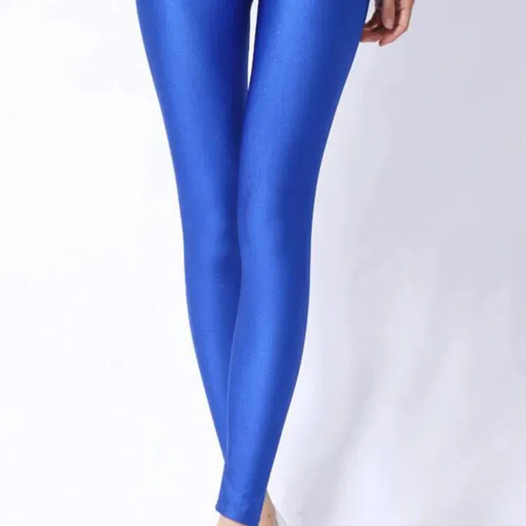 CUHAKCI Women Shiny Pant Leggings Fluorescent Casual Trousers