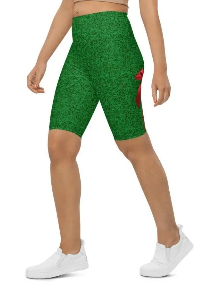 Cute Christmas Bow Biker Shorts