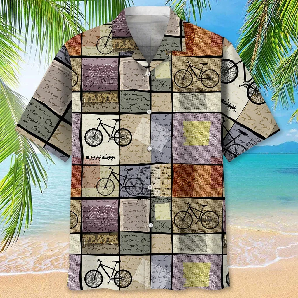 Cycling Retro Travel Hawaiian Shirt