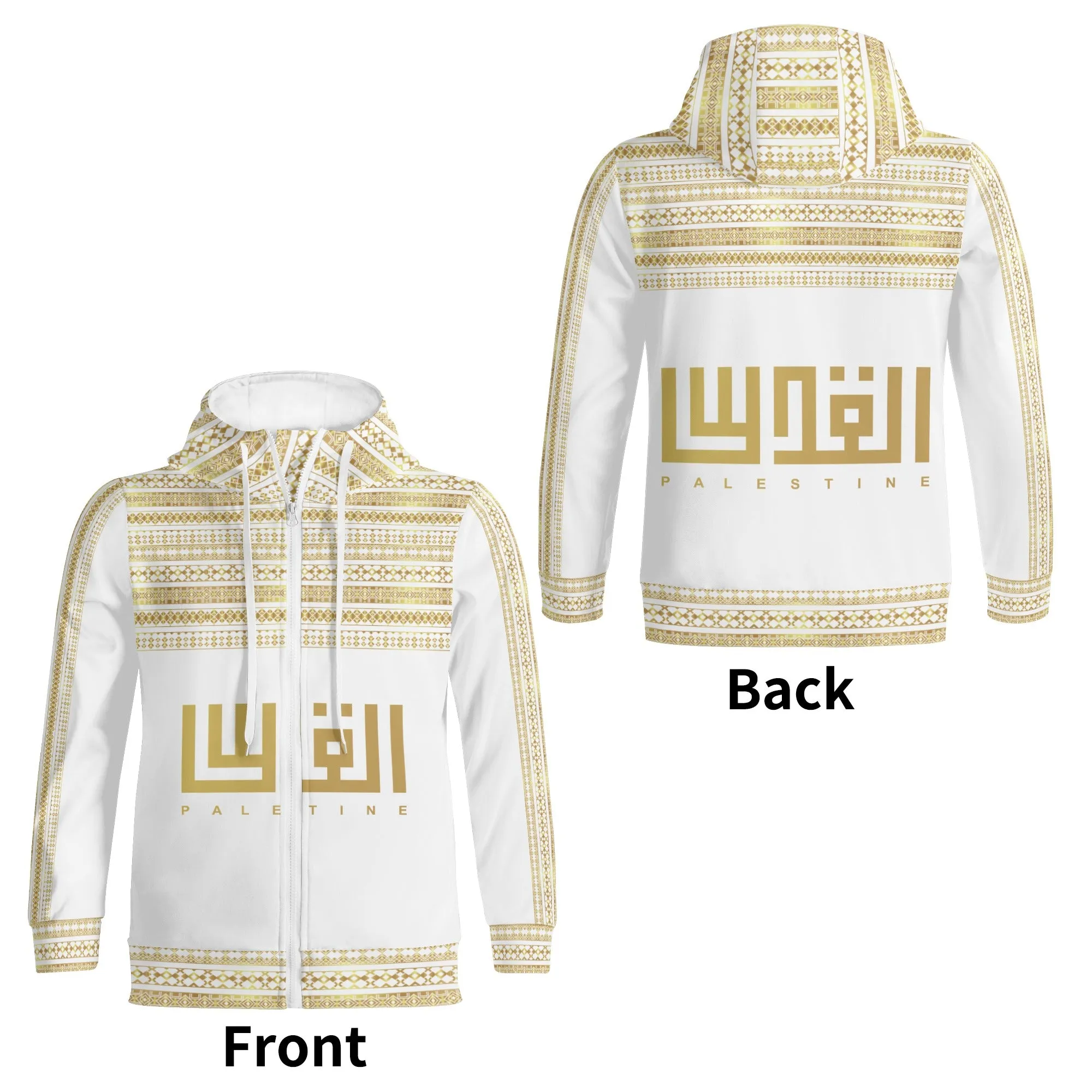 Decoration Full Zip White Hoodie