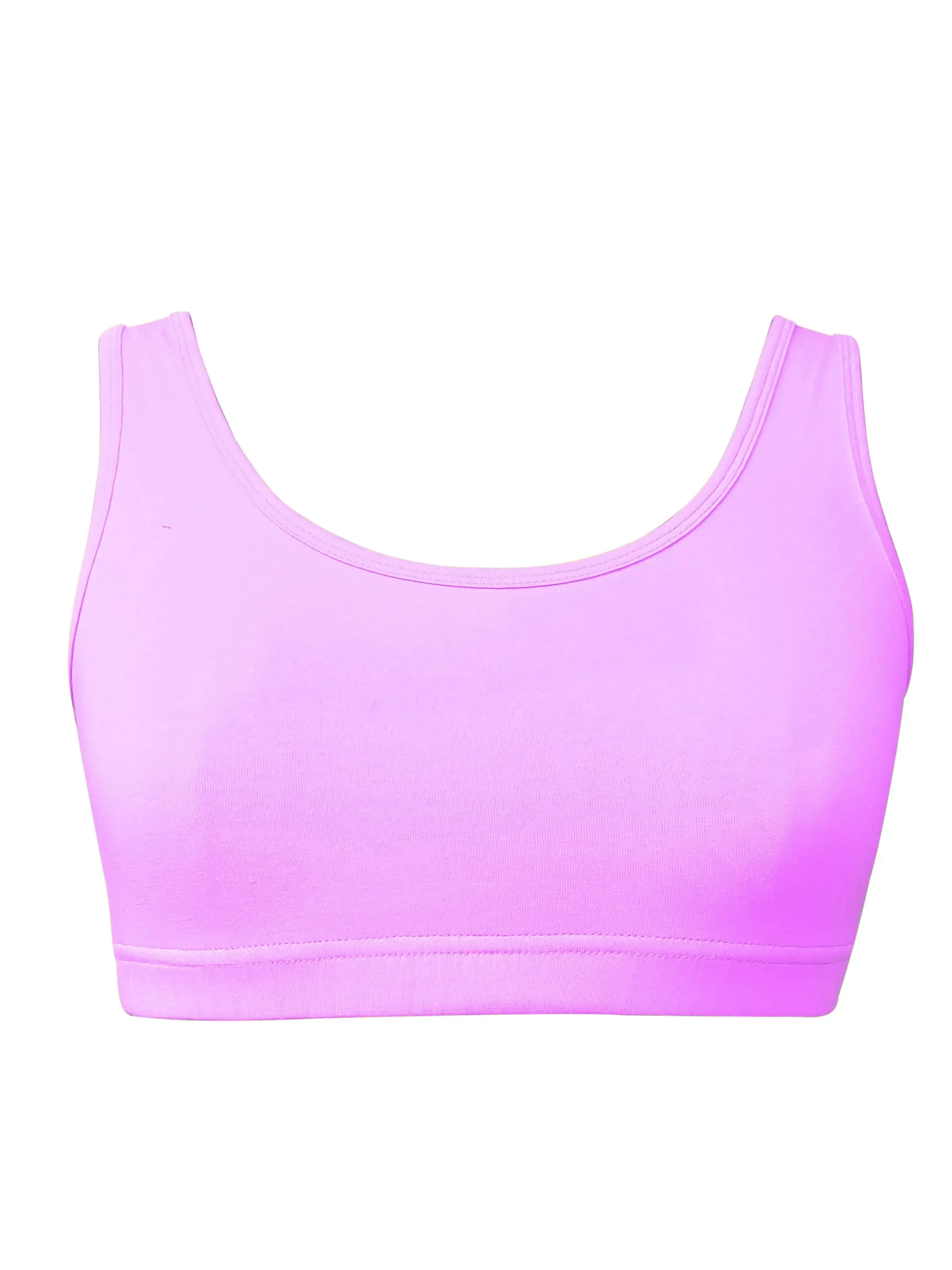 Double-Layer Thin Strap Cotton Athletic Bra | Non-Padded Beginner Bra | NEON GREEN & WHITE