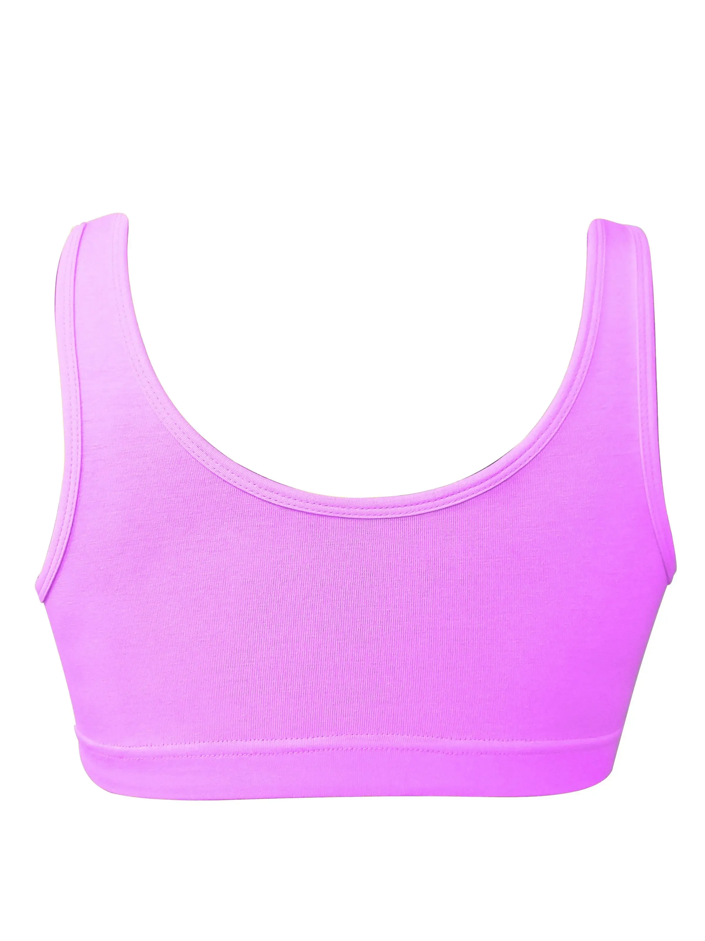 Double-Layer Thin Strap Cotton Athletic Bra | Non-Padded Beginner Bra | NEON GREEN & WHITE