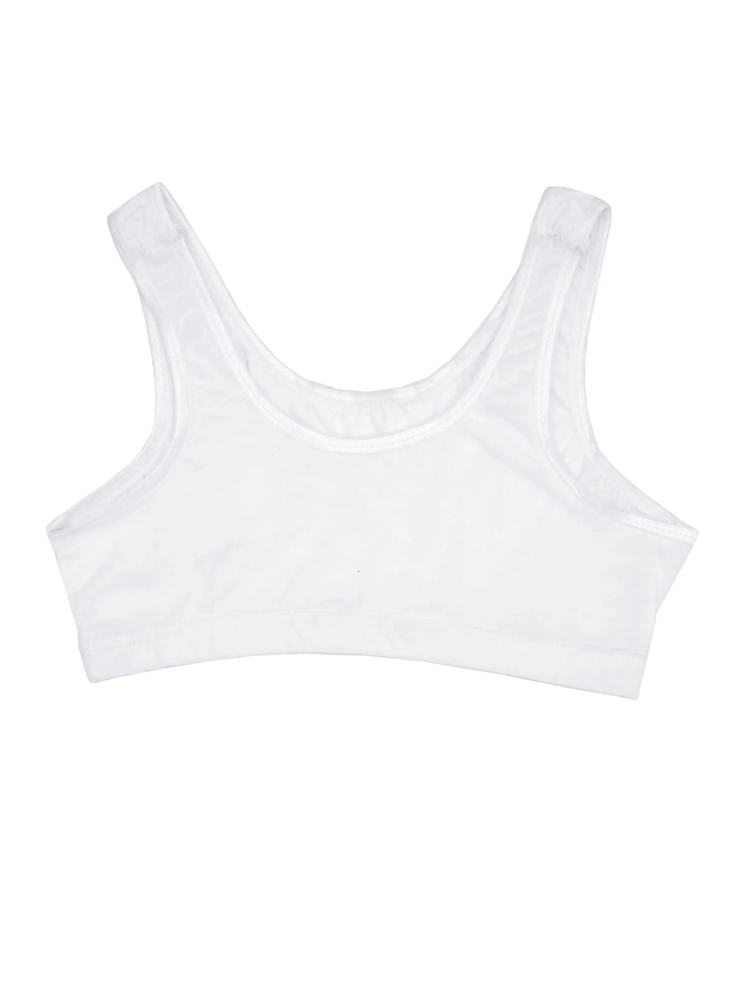 Double-Layer Thin Strap Cotton Athletic Bra | Non-Padded Beginner Bra | NEON GREEN & WHITE