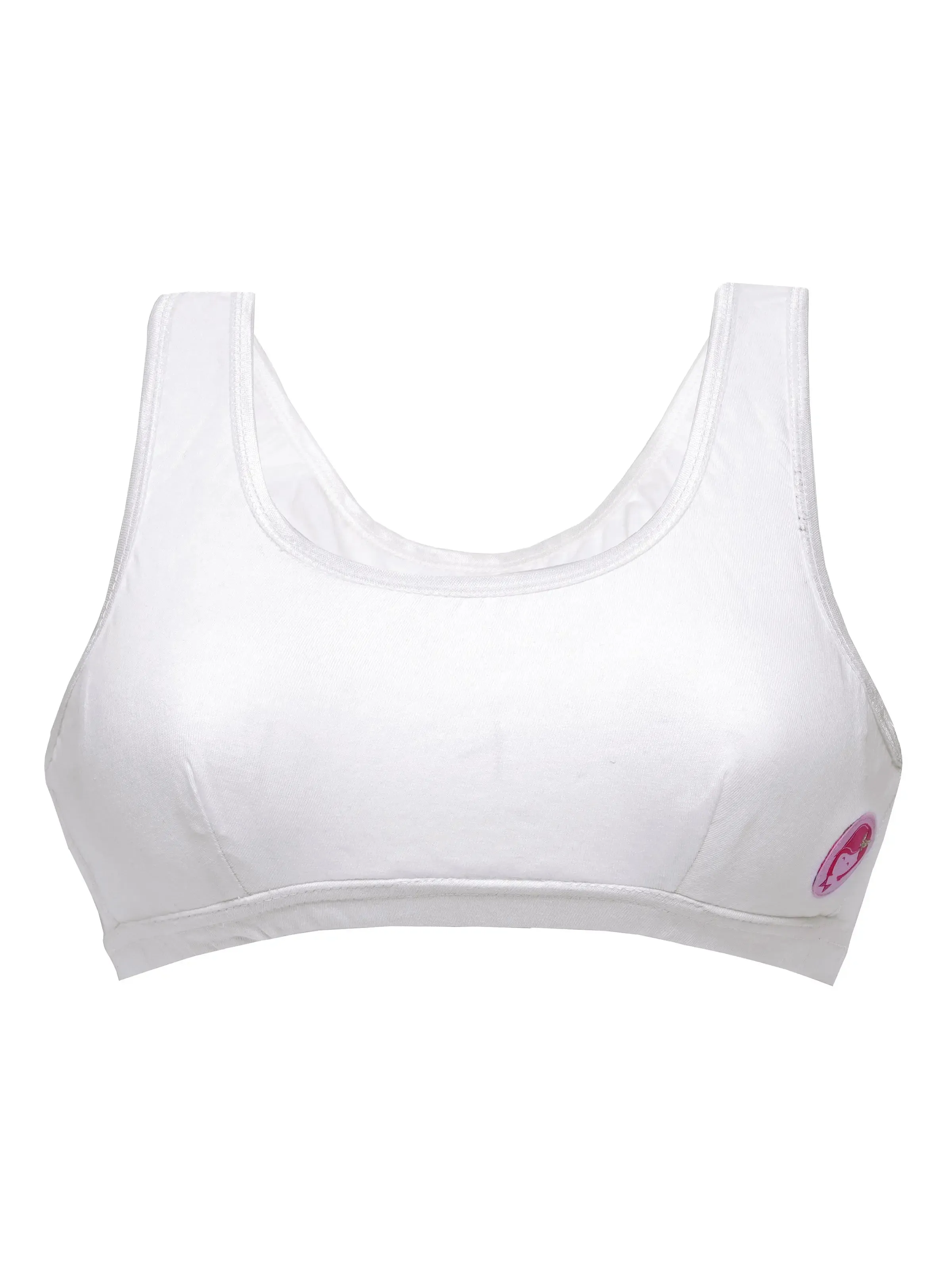 Double-Layer Thin Strap Cotton Athletic Bra | Non-Padded Beginner Bra | NEON GREEN & WHITE
