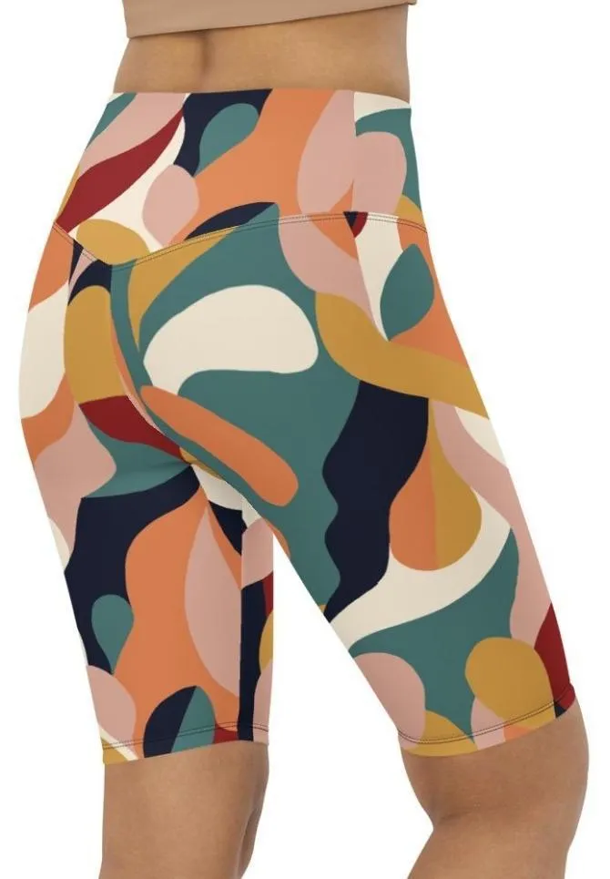 Floral Abstract Biker Shorts