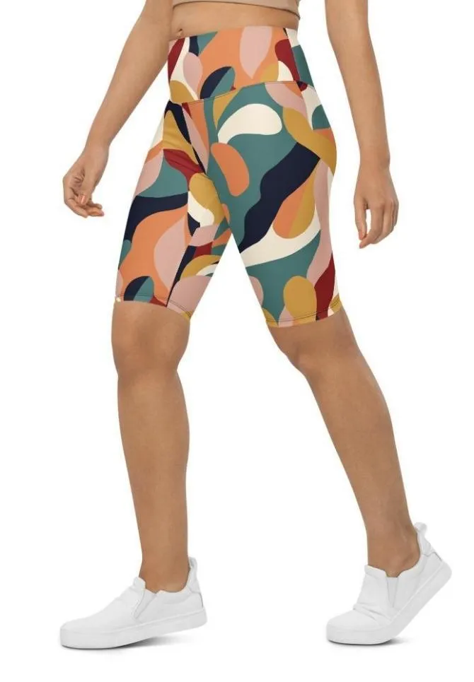 Floral Abstract Biker Shorts
