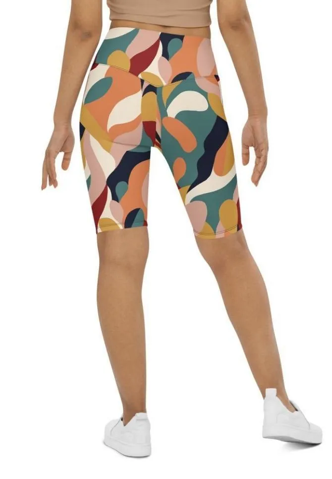 Floral Abstract Biker Shorts