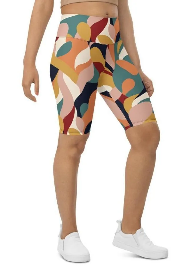 Floral Abstract Biker Shorts