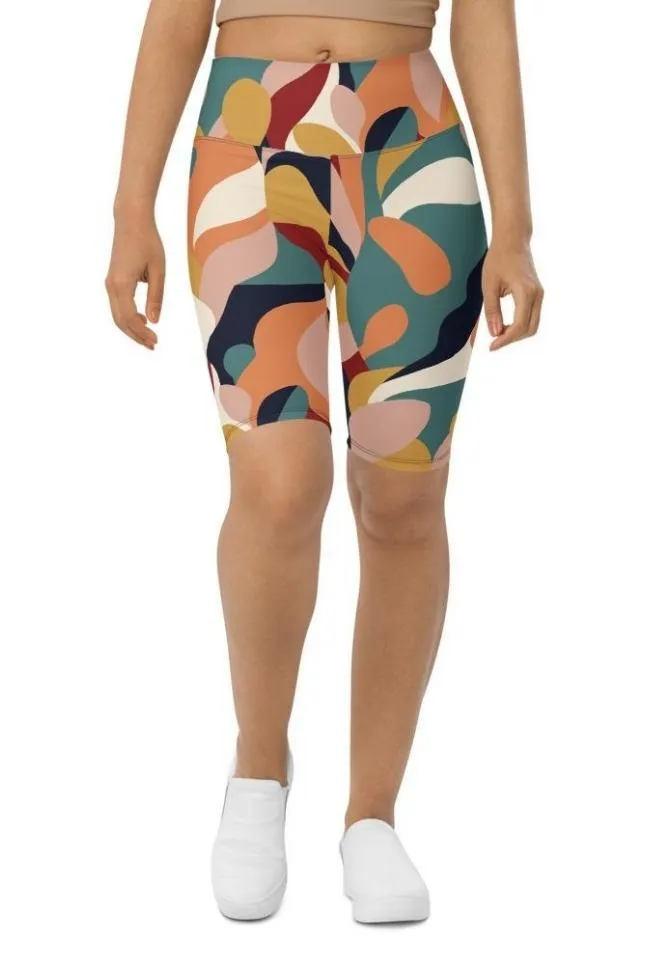 Floral Abstract Biker Shorts