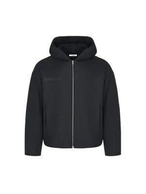 Flower-Warmth Padded Bomber Jacket—Black