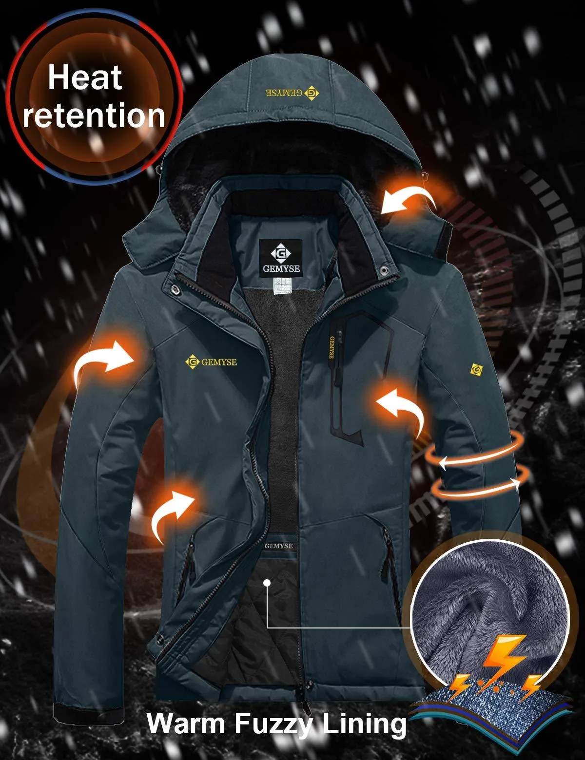 GEMYSE Women's Mountain Waterproof Ski Snow Jacket Winter Windproof Rain Jacket (Dark Grey, S)