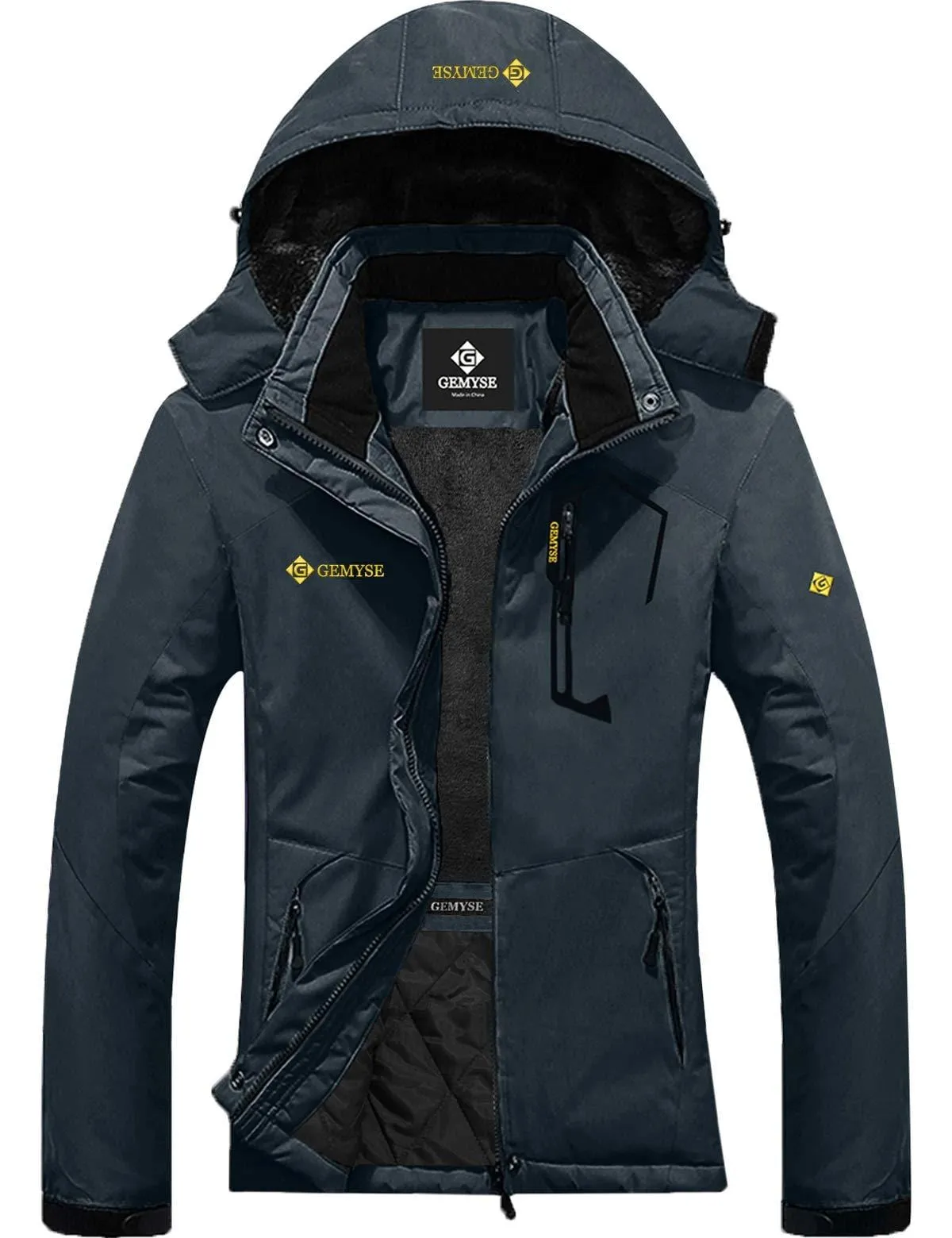 GEMYSE Women's Mountain Waterproof Ski Snow Jacket Winter Windproof Rain Jacket (Dark Grey, S)