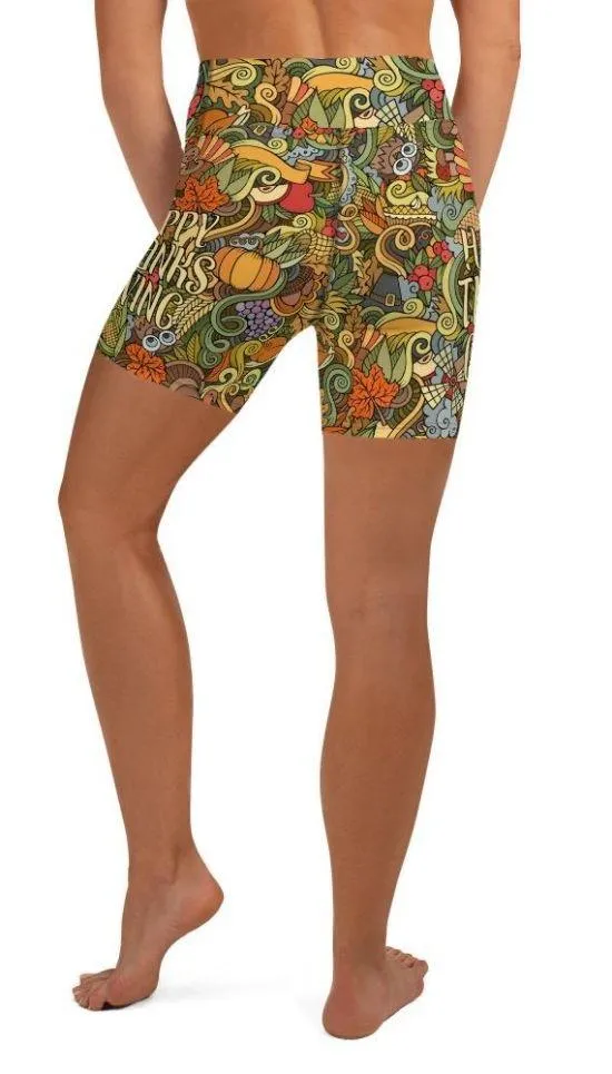 Happy Thanksgiving Yoga Shorts