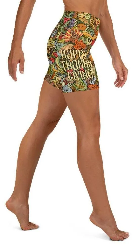 Happy Thanksgiving Yoga Shorts