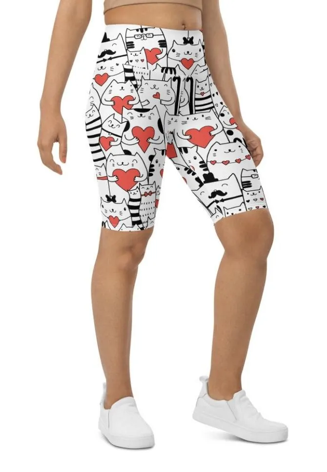Kitties in Love Biker Shorts
