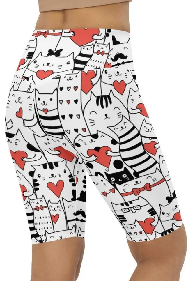 Kitties in Love Biker Shorts