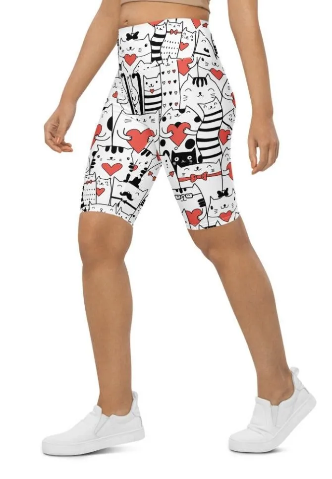 Kitties in Love Biker Shorts