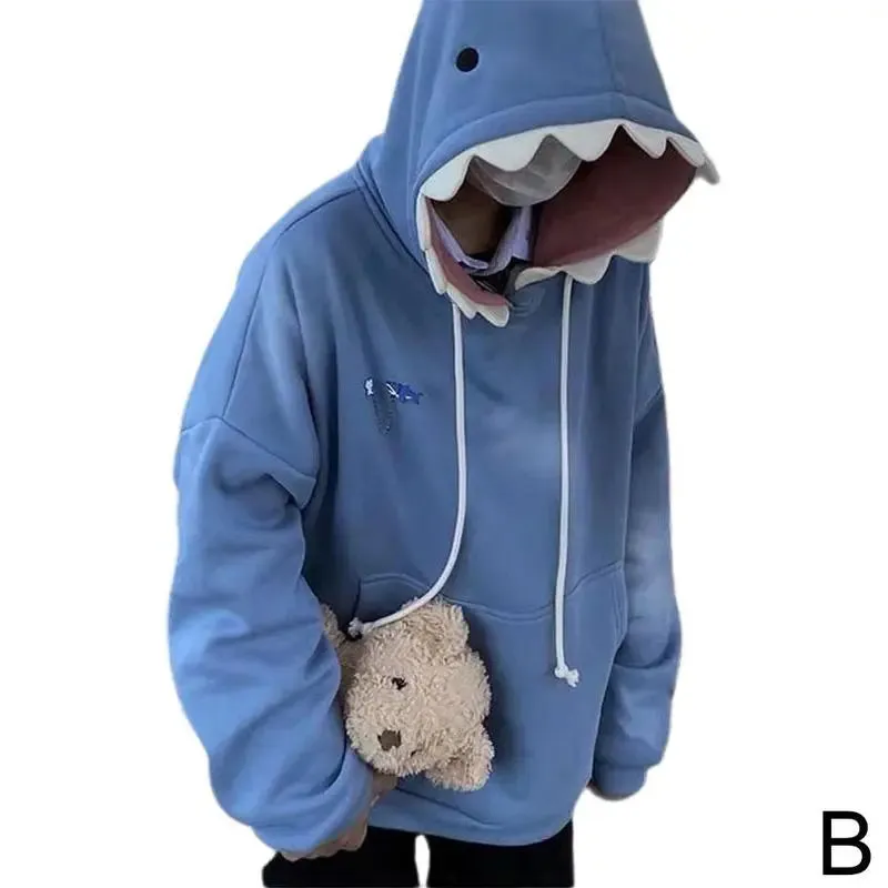 Lady Glams Funny Shark Patchwork Hoodie: Dive into Quirky Style