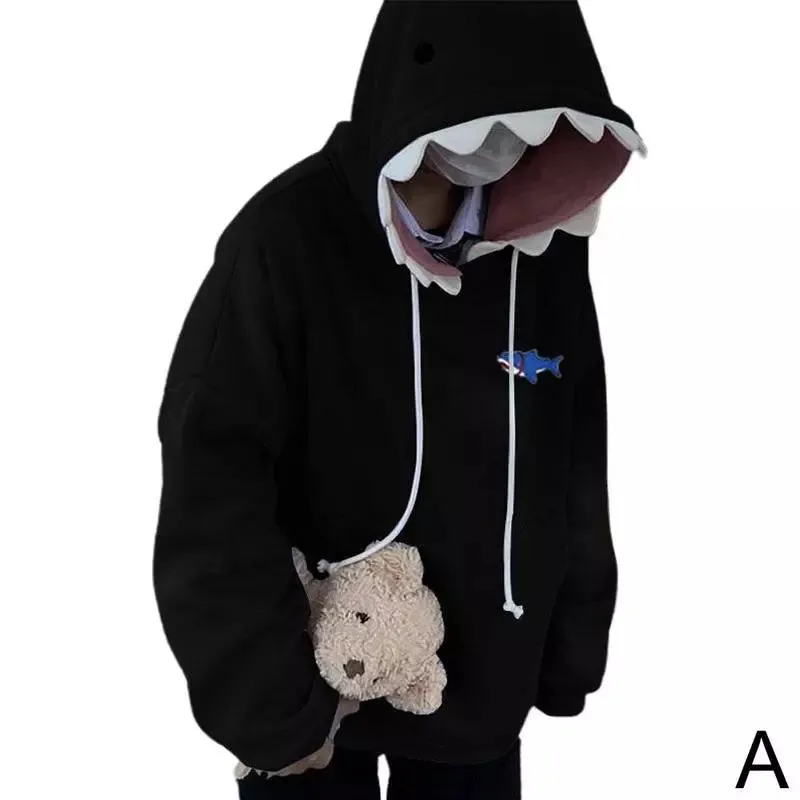 Lady Glams Funny Shark Patchwork Hoodie: Dive into Quirky Style