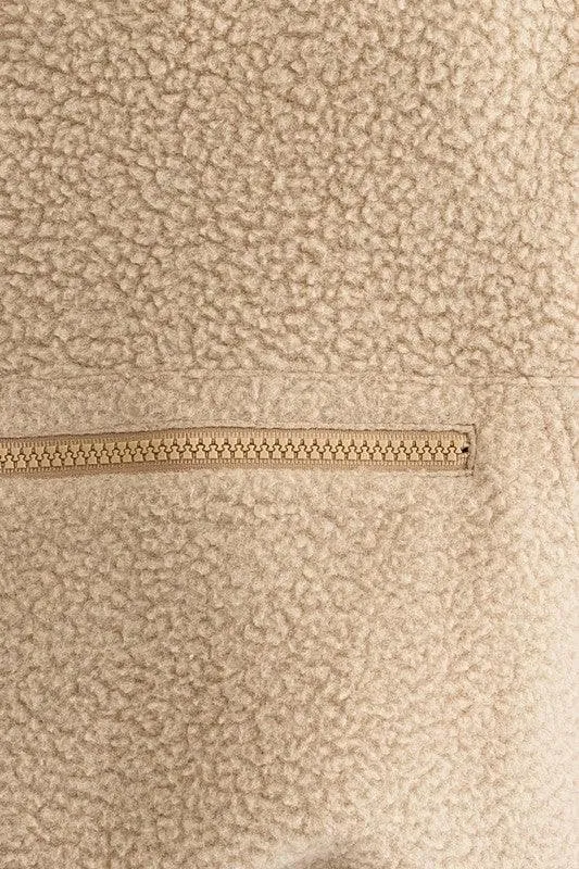 LE LIS Pocket Detail Boxy Fleece Pullover Sweater