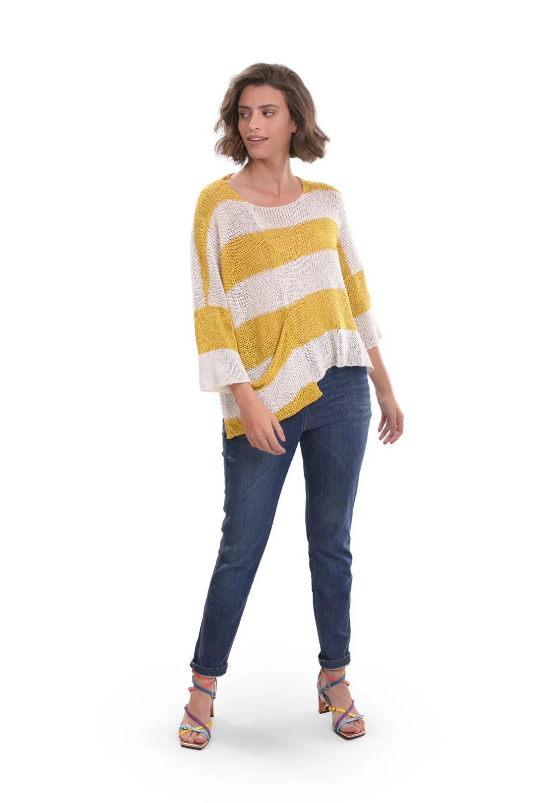 Luxe Pocket-Hem Sweater, Yellow