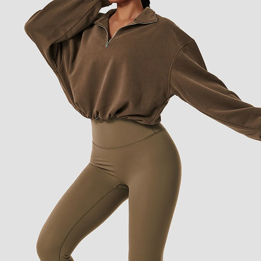 MB FASHION ZIP UP PULL-OVER ACTIVE WEAR TOP 6464LY