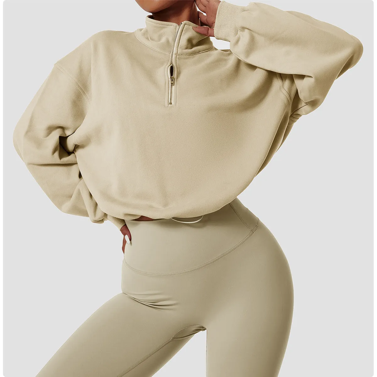 MB FASHION ZIP UP PULL-OVER ACTIVE WEAR TOP 6464LY