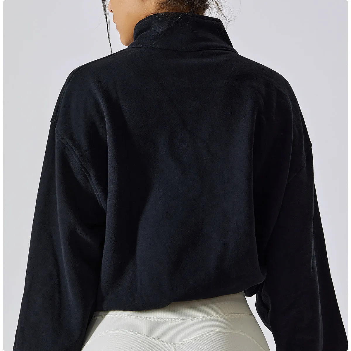 MB FASHION ZIP UP PULL-OVER ACTIVE WEAR TOP 6464LY