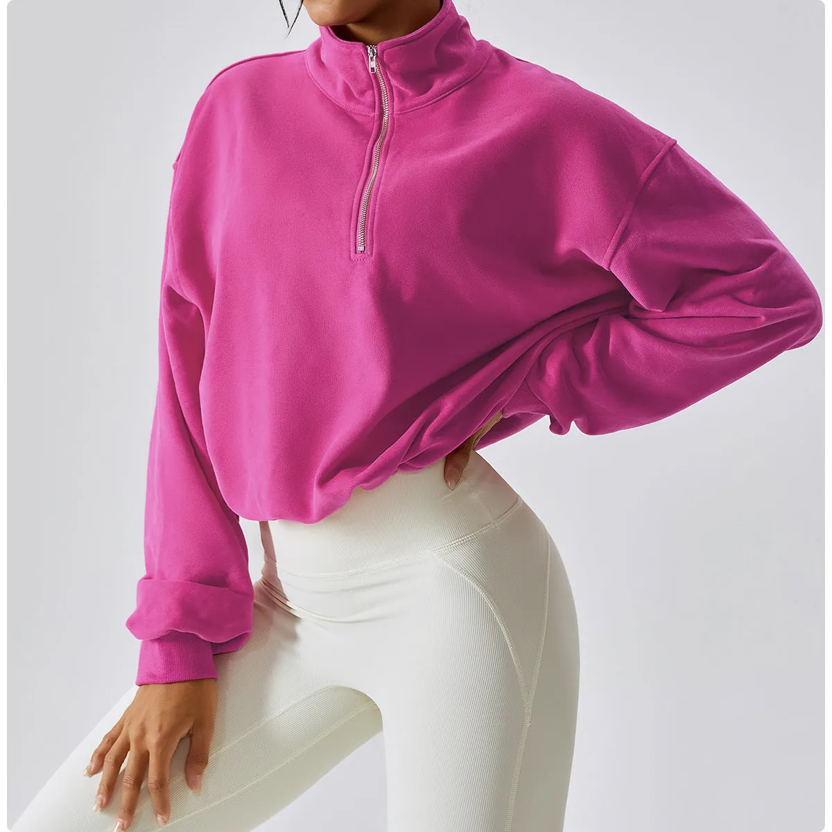 MB FASHION ZIP UP PULL-OVER ACTIVE WEAR TOP 6464LY