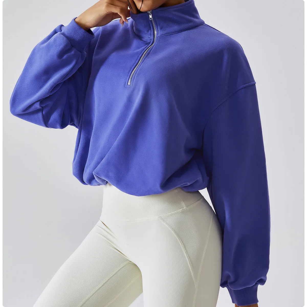 MB FASHION ZIP UP PULL-OVER ACTIVE WEAR TOP 6464LY