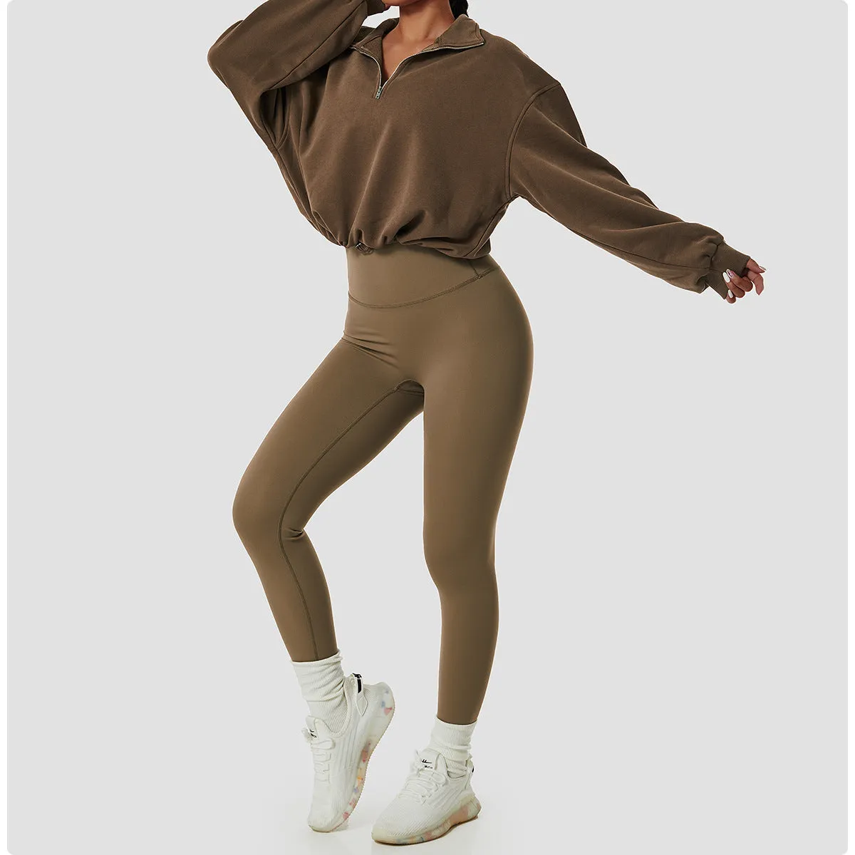 MB FASHION ZIP UP PULL-OVER ACTIVE WEAR TOP 6464LY