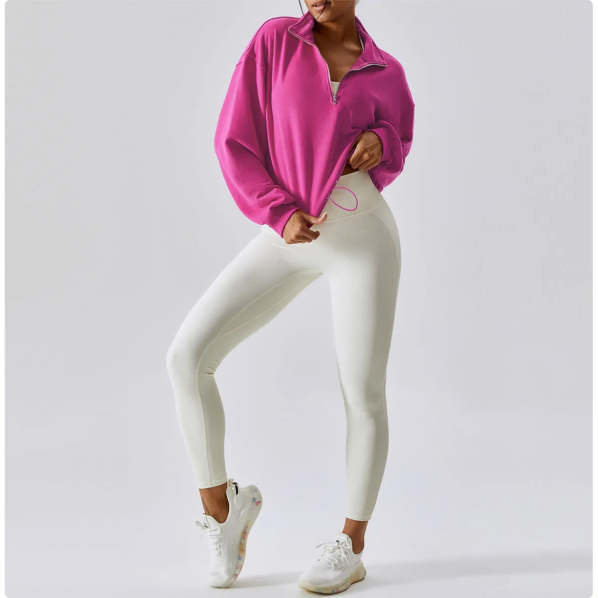 MB FASHION ZIP UP PULL-OVER ACTIVE WEAR TOP 6464LY