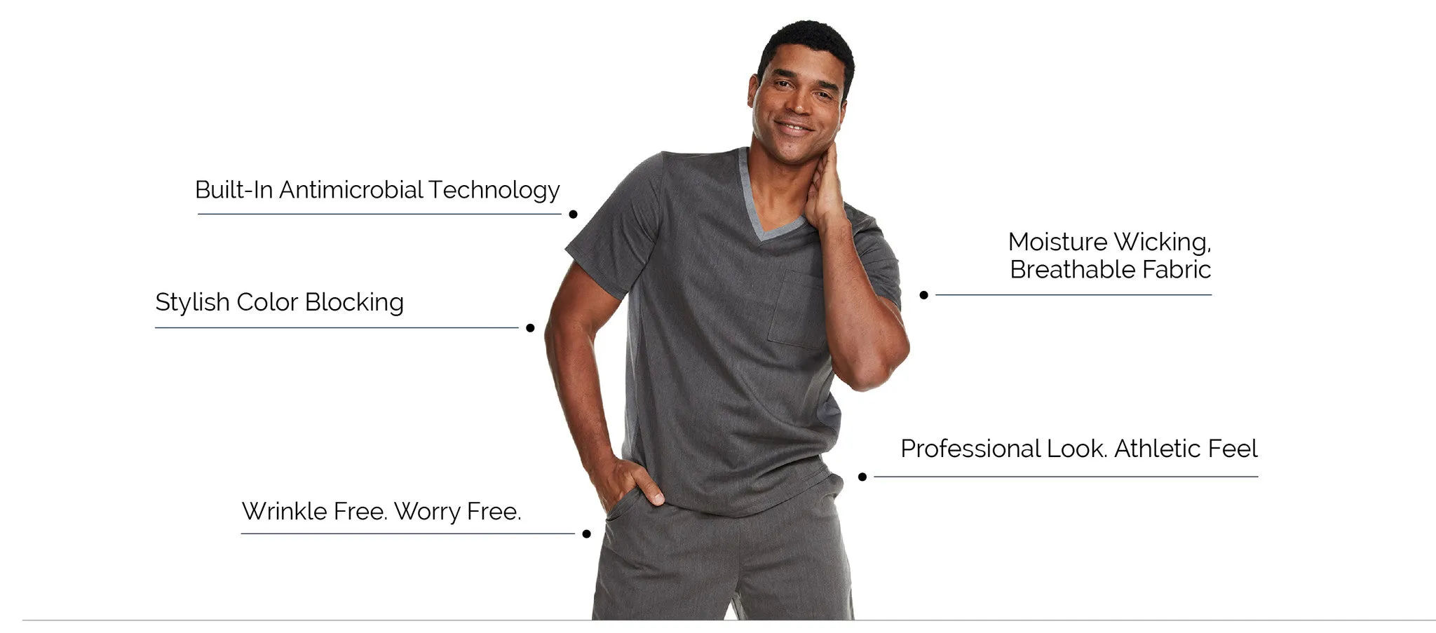 Men's "Sport" V-Neck Top - Heather Graphite