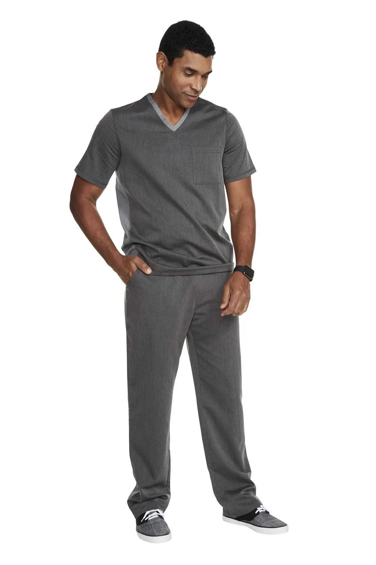 Men's "Sport" V-Neck Top - Heather Graphite