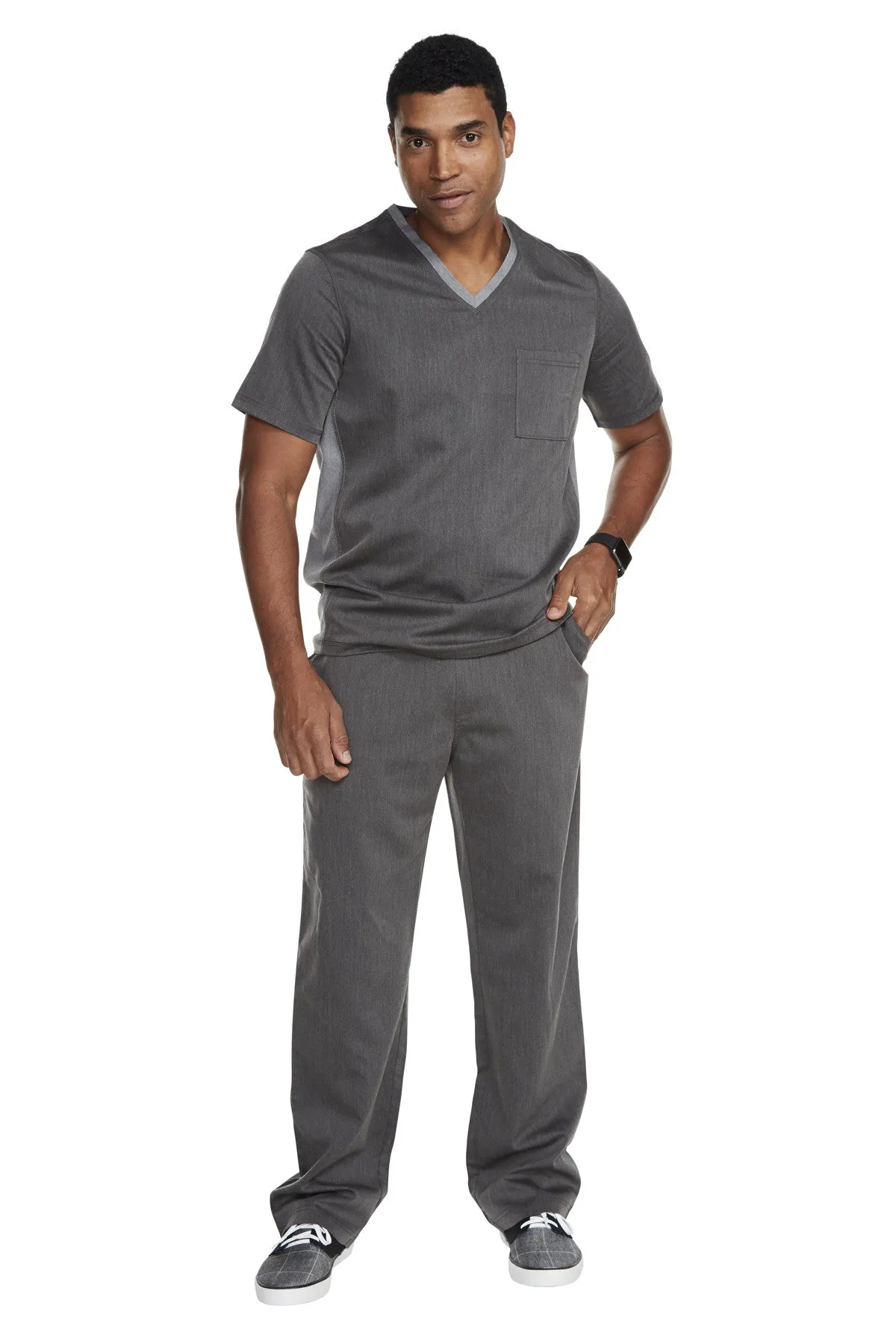 Men's "Sport" V-Neck Top - Heather Graphite