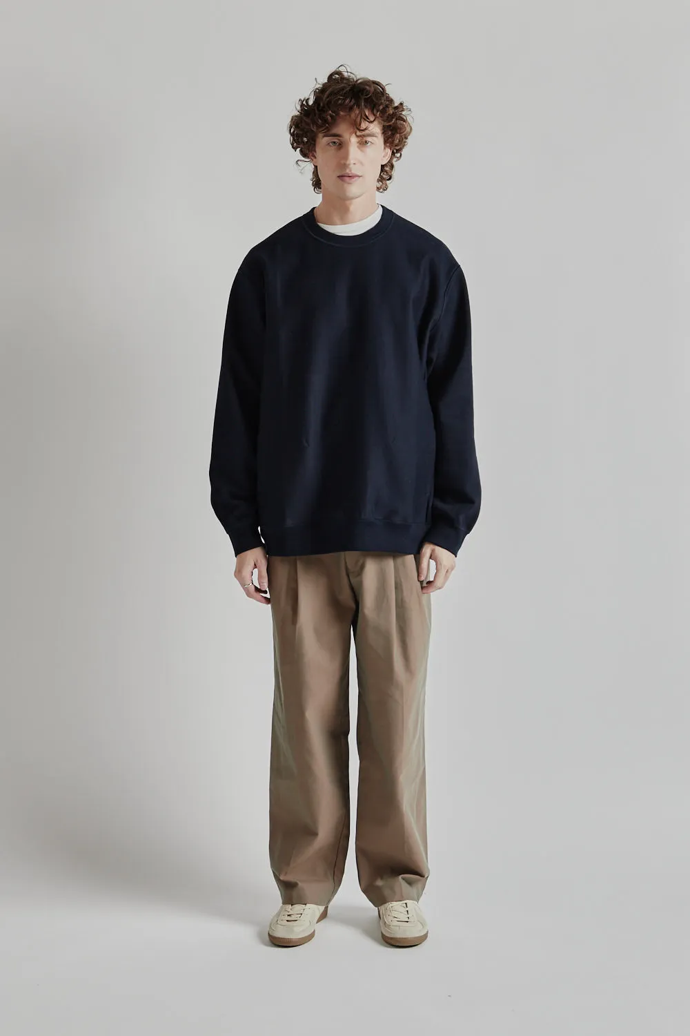 Mercerised Cotton Sweatshirt - Dark Navy
