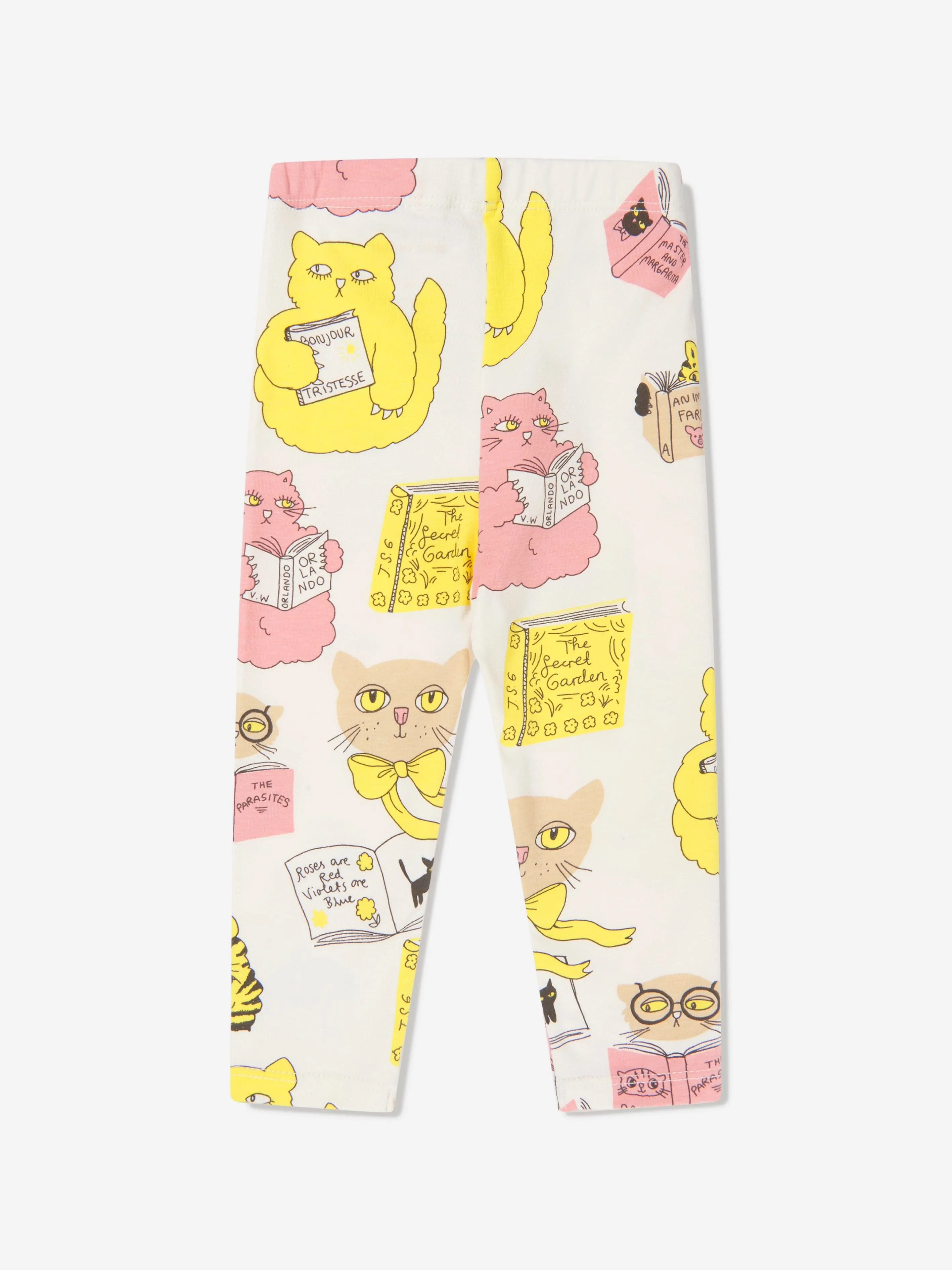 Mini Rodini Baby Girls Organic Cotton Cat Leggings In White